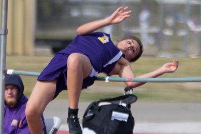 Iriana Ayon in Wednesday's frosh-soph high jump.